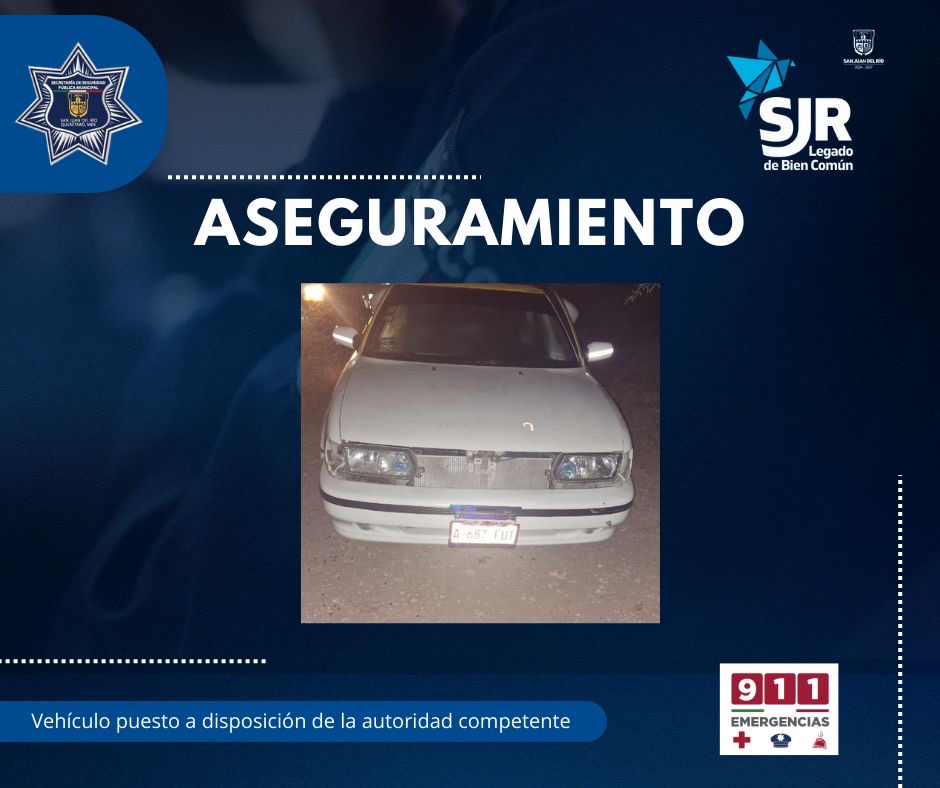 Recupera SSPM SJR vehículo con reporte de robo en San Juan del Río El